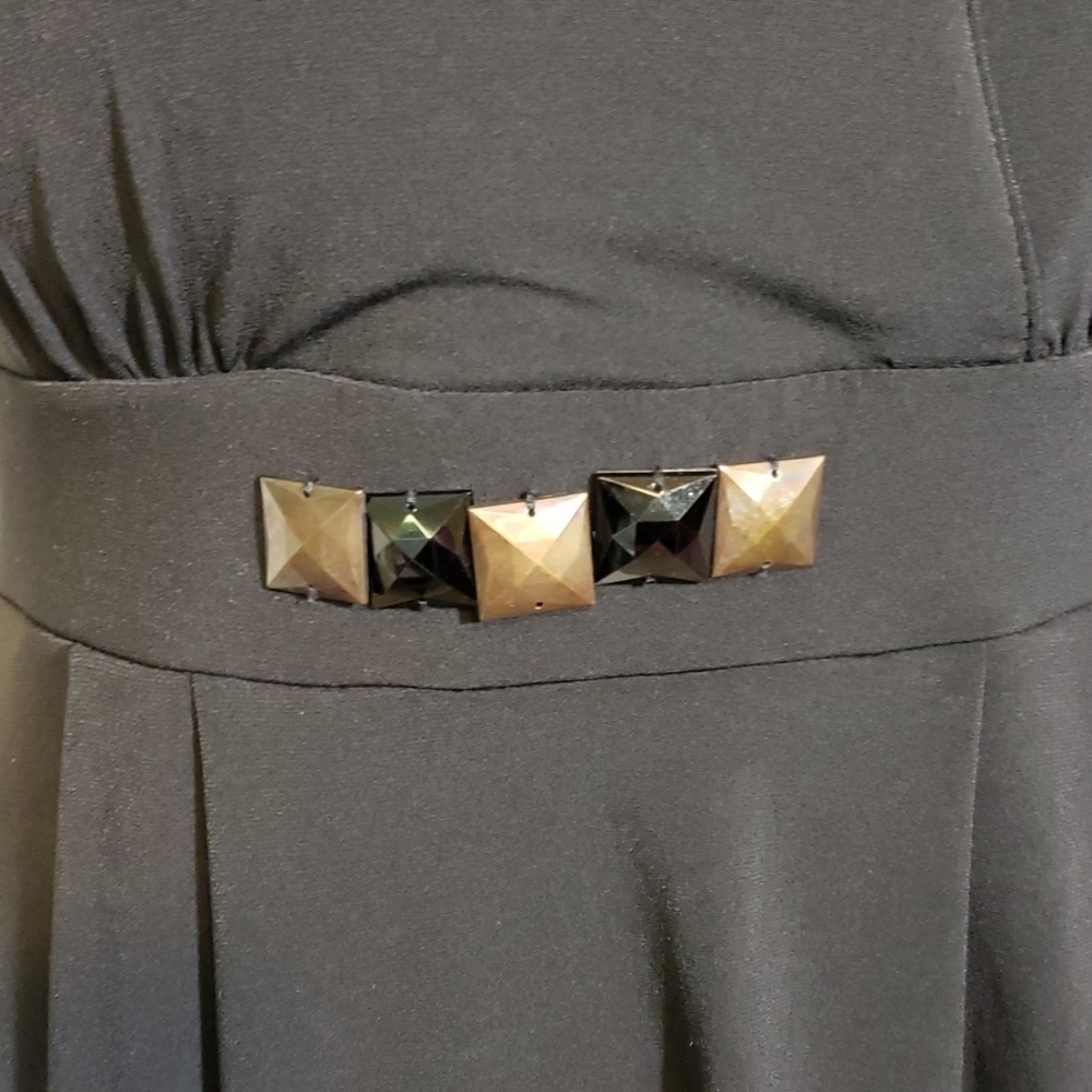 Style & Co Black Halter Dress M Tiered Skirt EUC - Picture 4 of 8